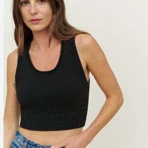 Reformation Black Ribbed Knit Crop Top